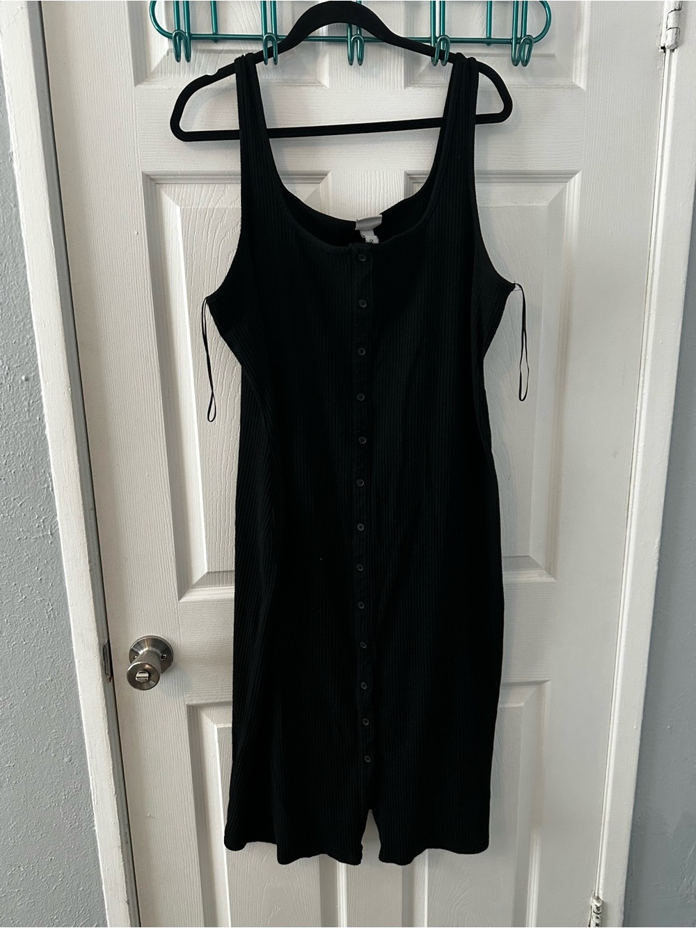 a new day Black Ribbed Button-Front Midi Tank Dress - Size 2x